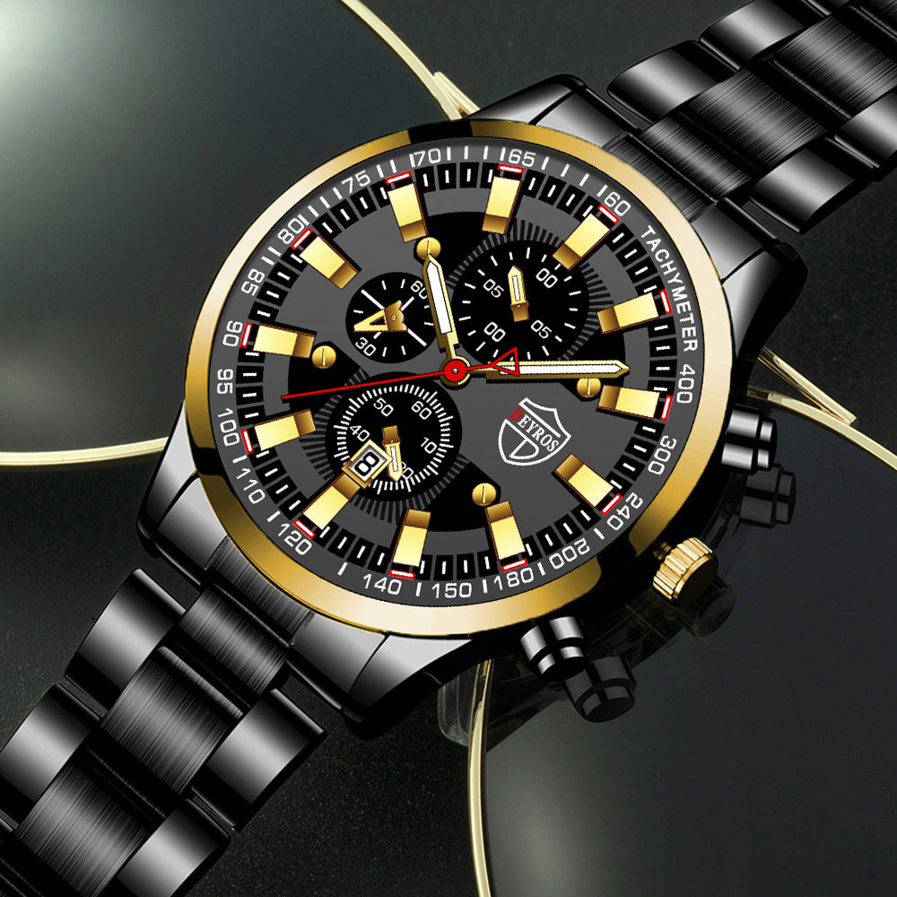 VERALEZ™ NightSteel – Men's Luminous Quartz Stainless Steel Wristwatch