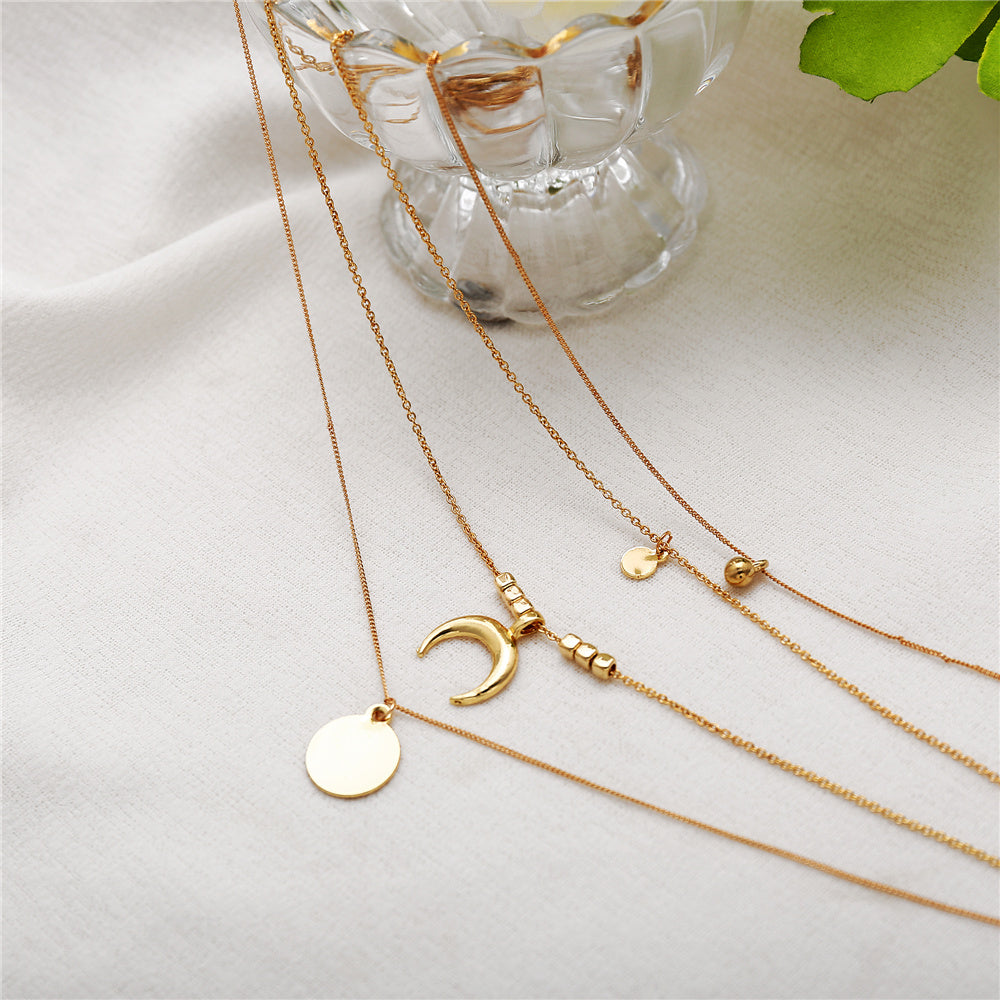 VERALEZ™ LunaLayers – Bohemian Multi-Layer Moon Pendant Necklace for Women