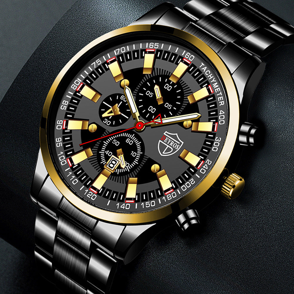 VERALEZ™ NightSteel – Men's Luminous Quartz Stainless Steel Wristwatch