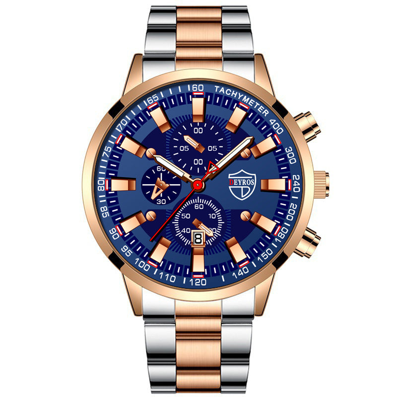 VERALEZ™ NightSteel – Men's Luminous Quartz Stainless Steel Wristwatch