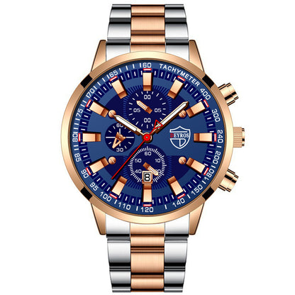 VERALEZ™ NightSteel – Men's Luminous Quartz Stainless Steel Wristwatch