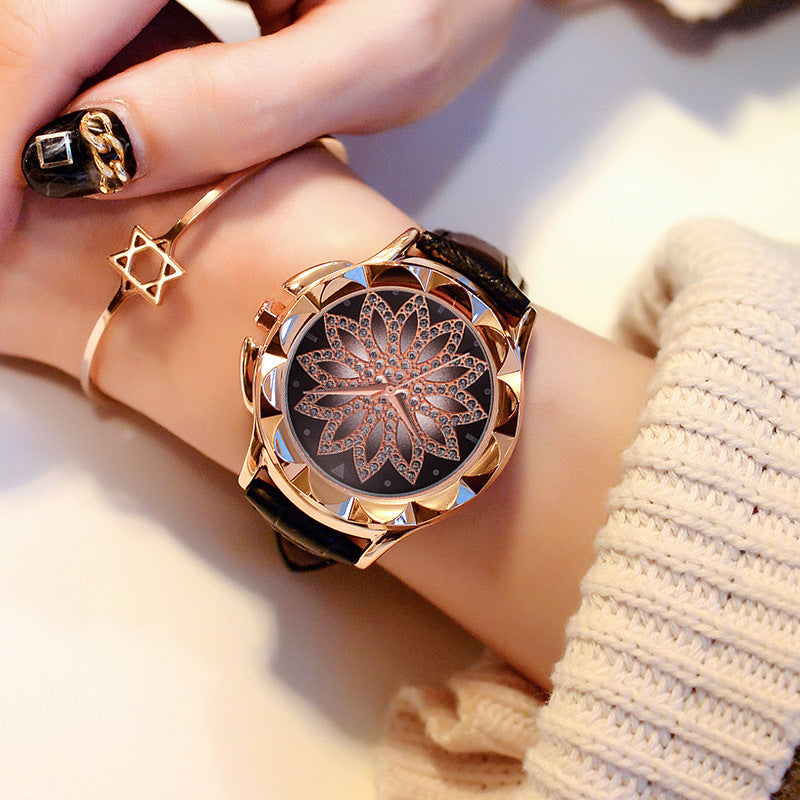 VERALEZ™ LuxeSpin – Luxurious Rotating Dial Leather Wristwatch