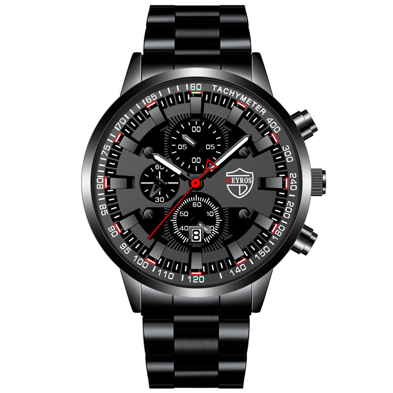 VERALEZ™ NightSteel – Men's Luminous Quartz Stainless Steel Wristwatch