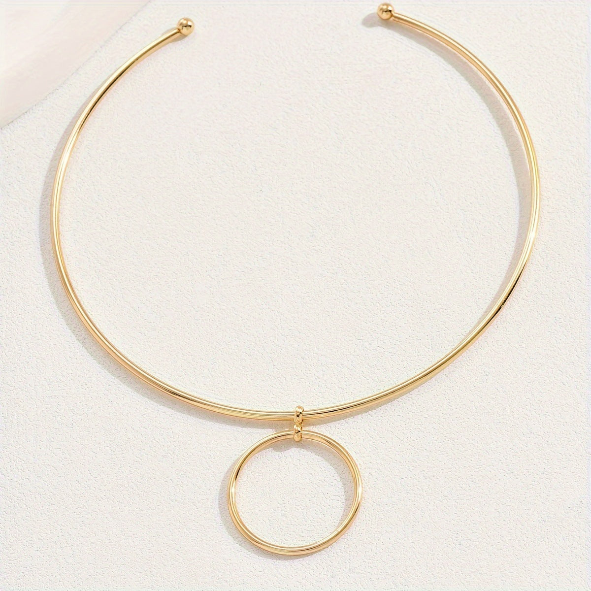 VERALEZ™ GeoLuxe – Women’s Statement Collar Choker Necklace with Big Circle Metal Pendant