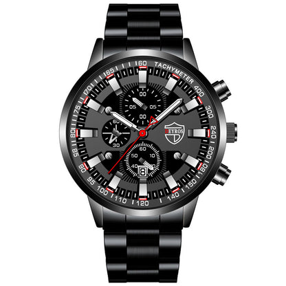 VERALEZ™ NightSteel – Men's Luminous Quartz Stainless Steel Wristwatch
