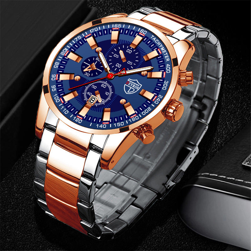 VERALEZ™ NightSteel – Men's Luminous Quartz Stainless Steel Wristwatch