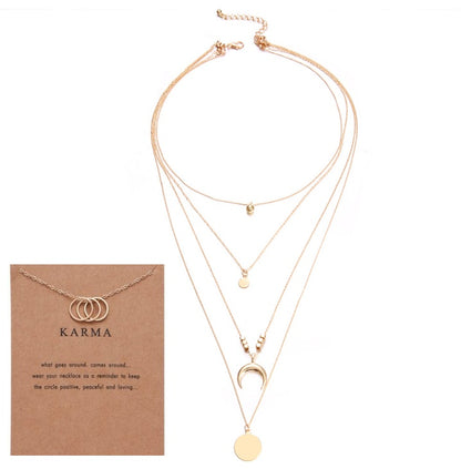 VERALEZ™ LunaLayers – Bohemian Multi-Layer Moon Pendant Necklace for Women
