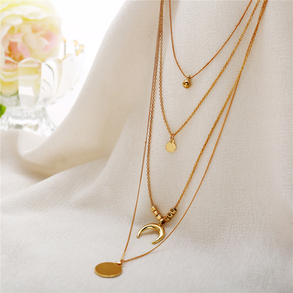 VERALEZ™ LunaLayers – Bohemian Multi-Layer Moon Pendant Necklace for Women