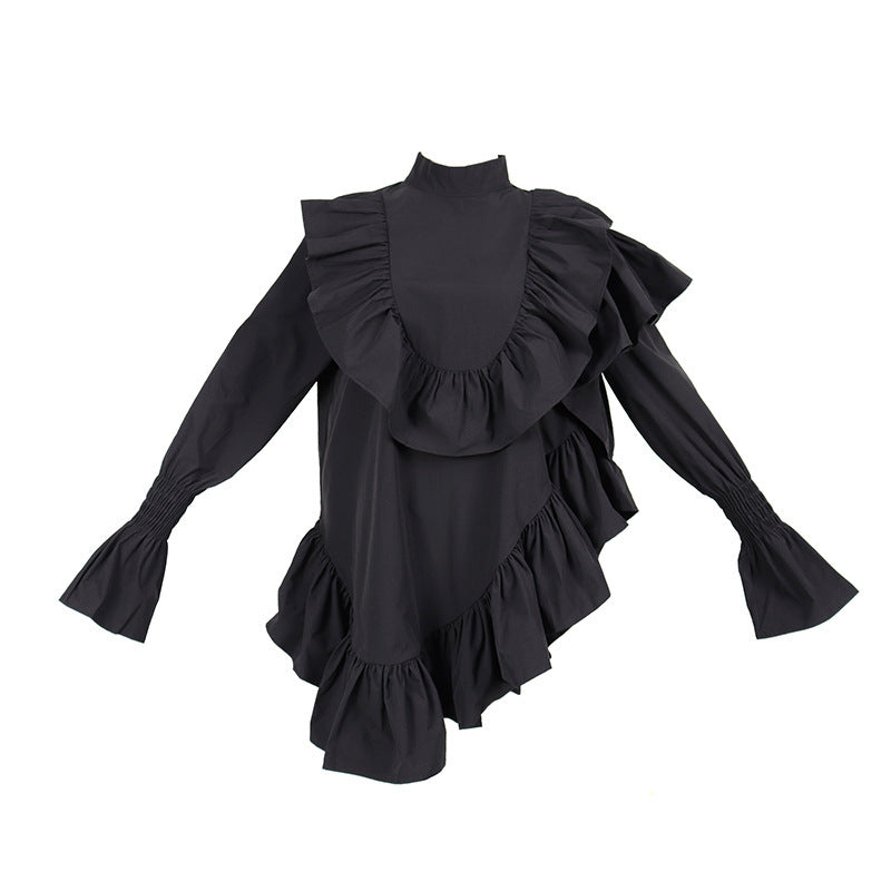 VERALEZ™ EarthenGrace – Lightweight Ruffled Trim Dress with Wooden Button Detail