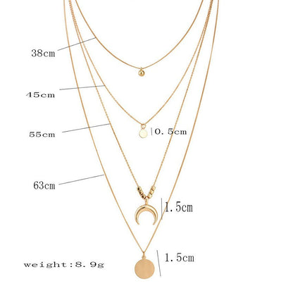 VERALEZ™ LunaLayers – Bohemian Multi-Layer Moon Pendant Necklace for Women