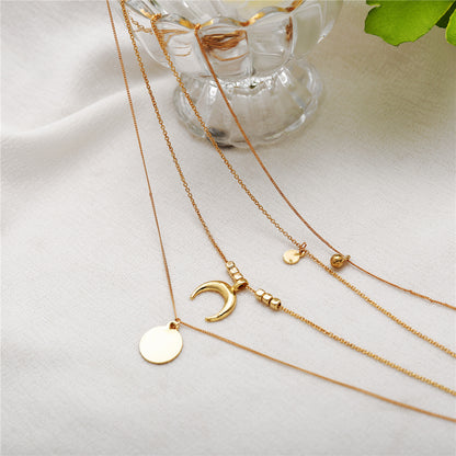 VERALEZ™ LunaLayers – Bohemian Multi-Layer Moon Pendant Necklace for Women