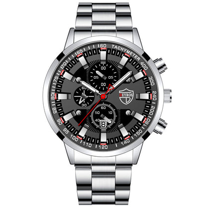 VERALEZ™ NightSteel – Men's Luminous Quartz Stainless Steel Wristwatch