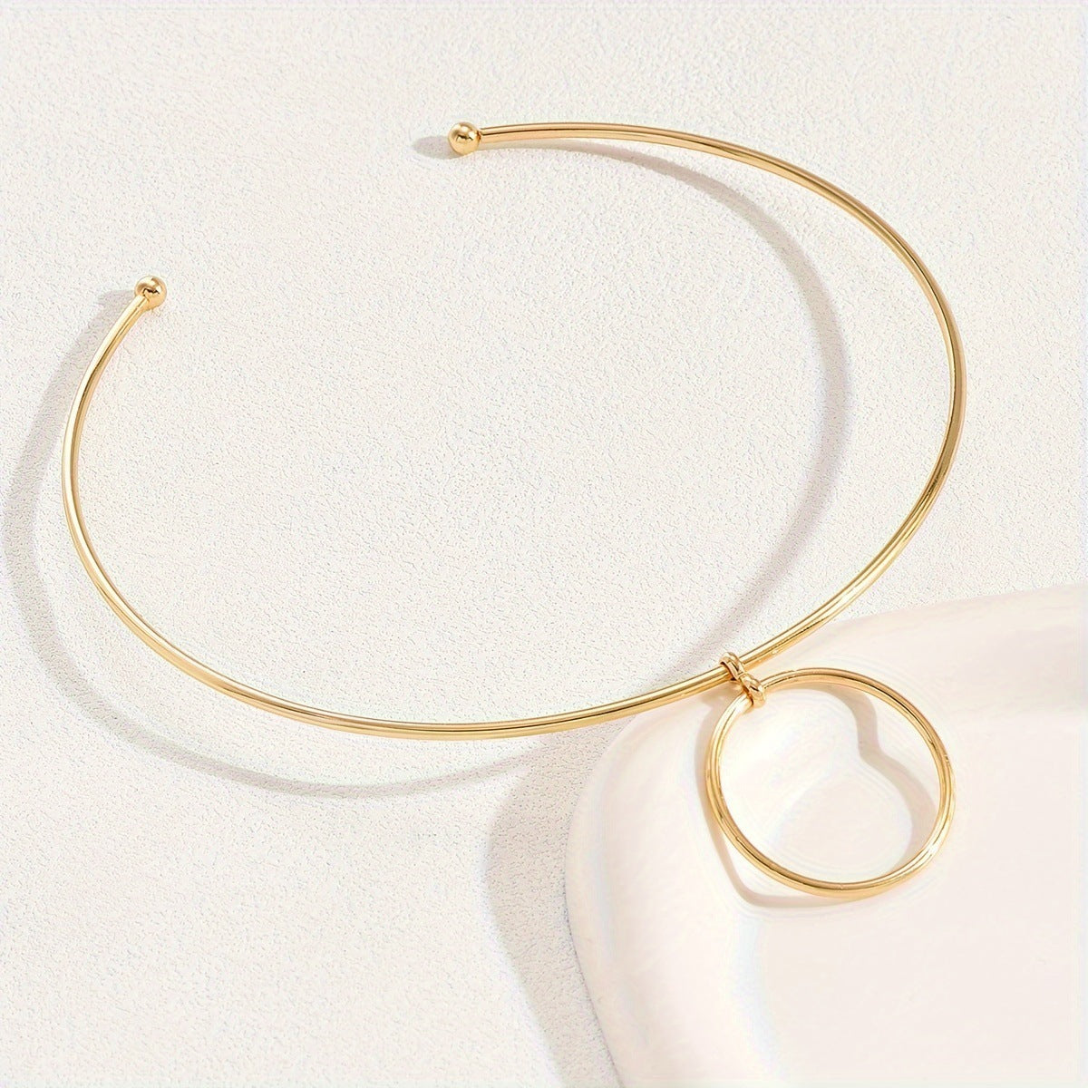 VERALEZ™ GeoLuxe – Women’s Statement Collar Choker Necklace with Big Circle Metal Pendant